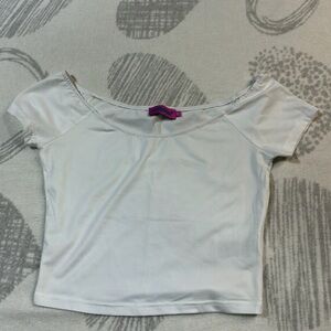 Edikted White Off-Shoulder Crop Top